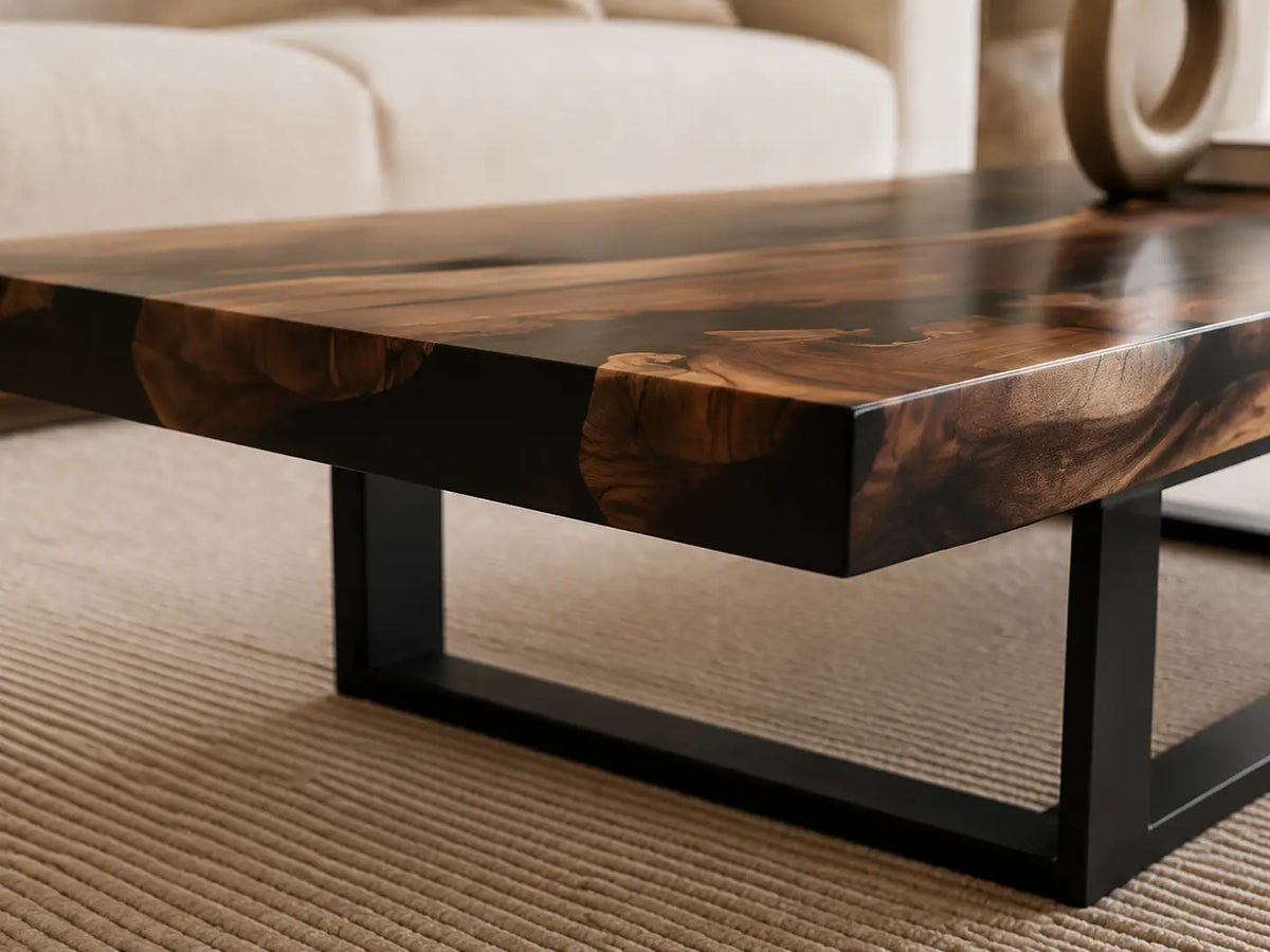 ECTC01 Night Garden Black Epoxy Black Walnut Coffee Table featuring handcrafted black walnut and black resin-2