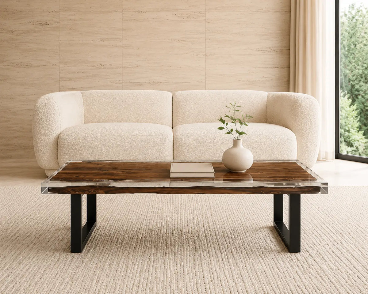 ECTC02 Glass Edge Crystal Clear Epoxy Black Walnut Coffee Table featuring handcrafted black walnut and crystal clear resin-4