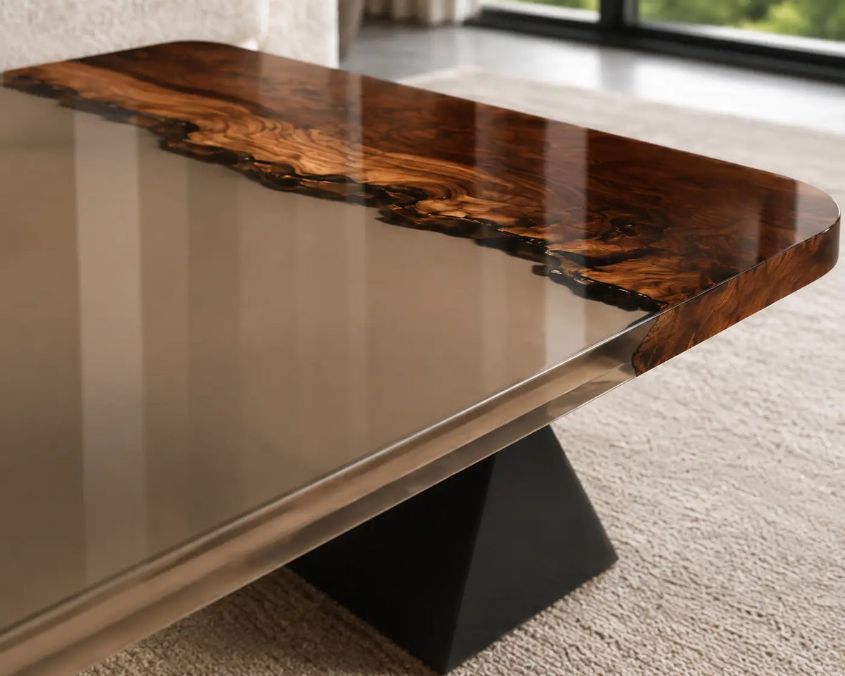 ECTC03 Smoke Portal Smoky Clear Epoxy Black Walnut Coffee Table featuring handcrafted black walnut and smoky clear resin-2
