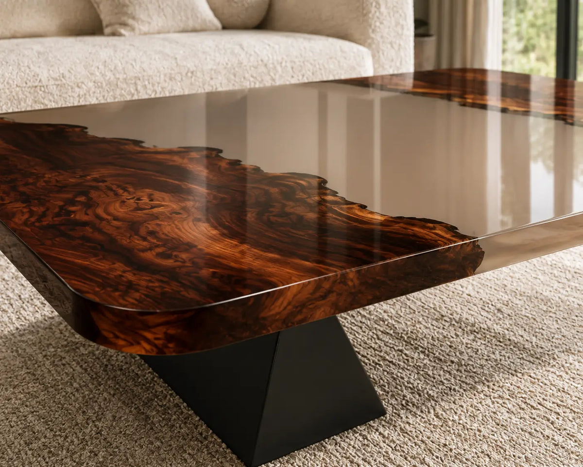 ECTC03 Smoke Portal Smoky Clear Epoxy Black Walnut Coffee Table featuring handcrafted black walnut and smoky clear resin-3