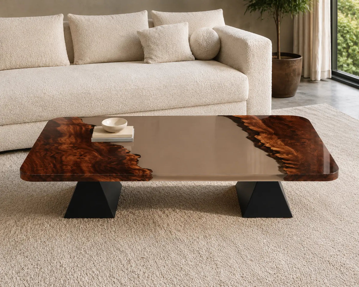 ECTC03 Smoke Portal Smoky Clear Epoxy Black Walnut Coffee Table featuring handcrafted black walnut and smoky clear resin-4