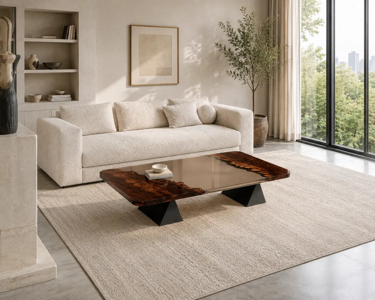 ECTC03 Smoke Portal Smoky Clear Epoxy Black Walnut Coffee Table featuring handcrafted black walnut and smoky clear resin-6