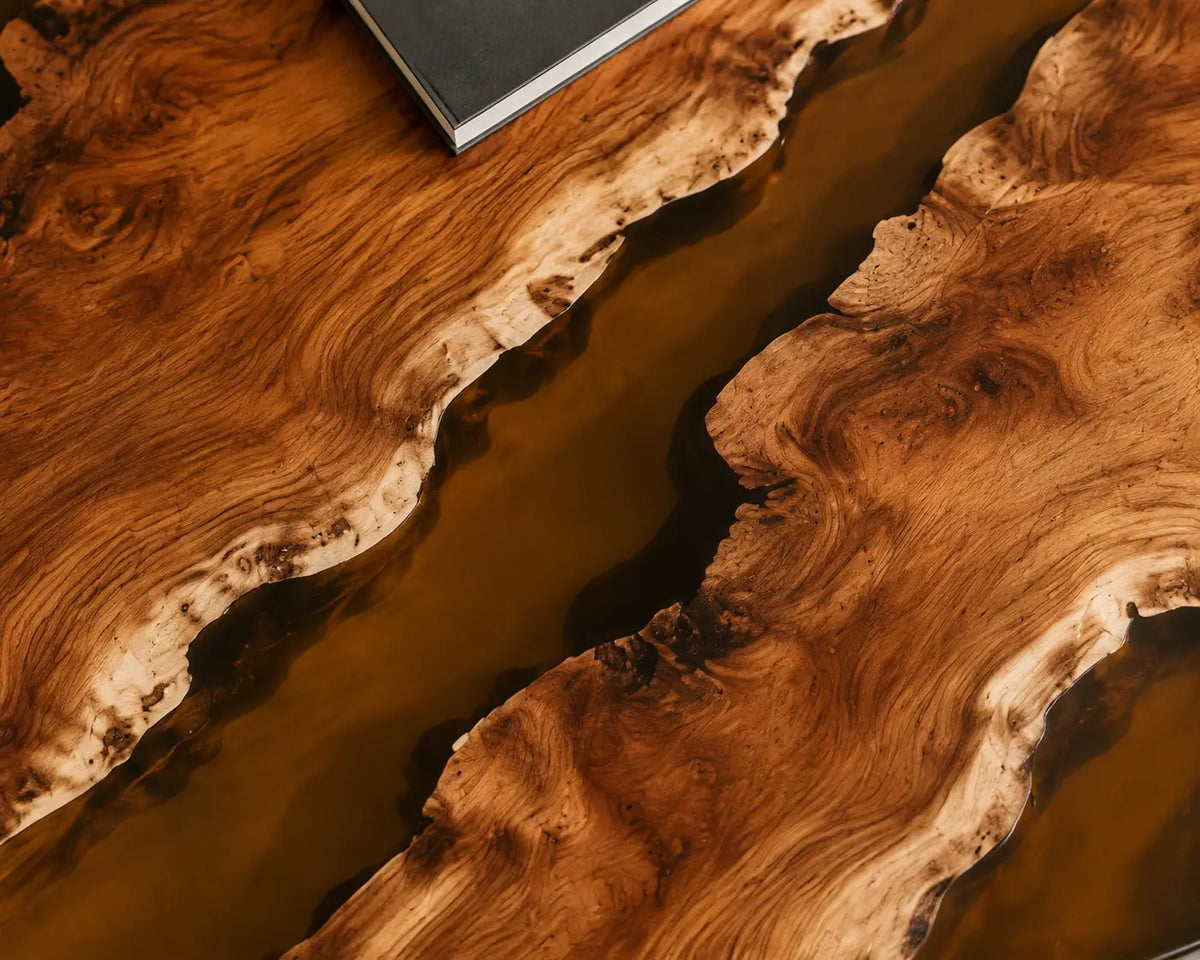 ECTC04 Bronze Channels Bronze Brown Epoxy Black Walnut Coffee Table featuring handcrafted black walnut and bronze brown resin-2