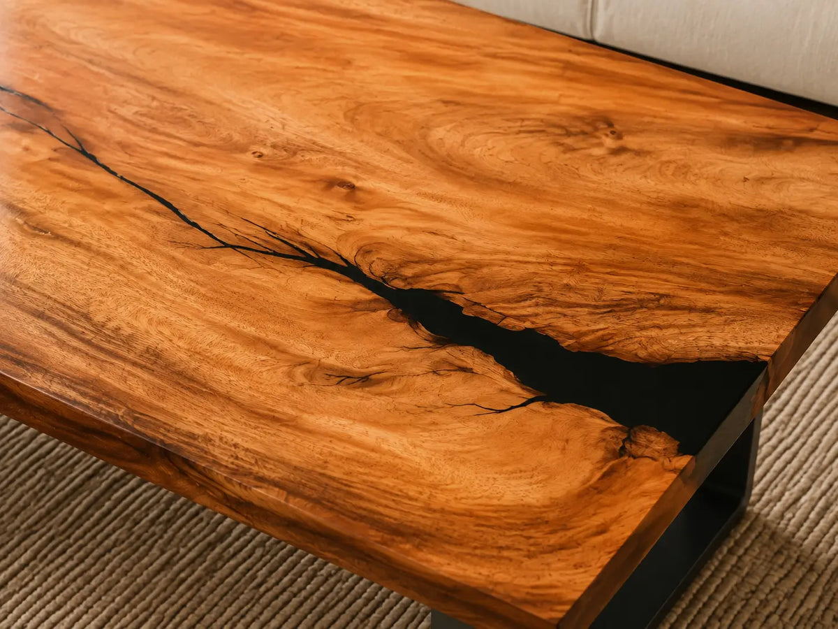 ECTC11 Shadow Inlet Black Epoxy Walnut Coffee Table featuring handcrafted walnut wood and black resin-3