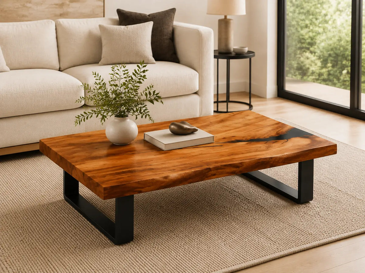 ECTC11 Shadow Inlet Black Epoxy Walnut Coffee Table featuring handcrafted walnut wood and black resin-5