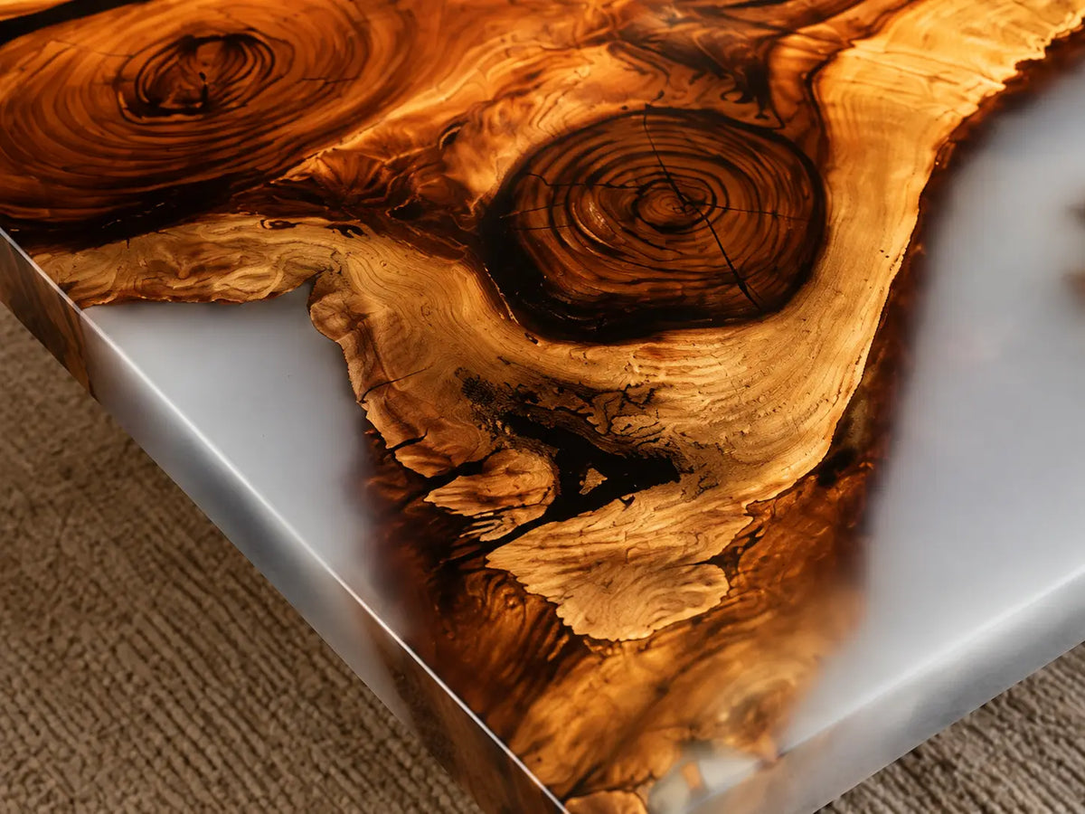 ECTC12 Pearl Archipelago Pearl White Epoxy Walnut Coffee Table featuring handcrafted walnut wood and pearl white resin-2