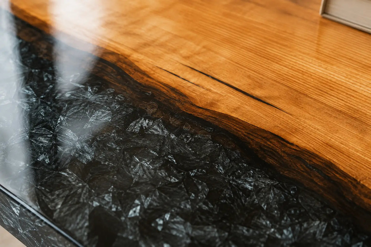 ECTC13 Midnight Banks Black Flake Epoxy Walnut Coffee Table featuring handcrafted walnut wood and black flake resin-2