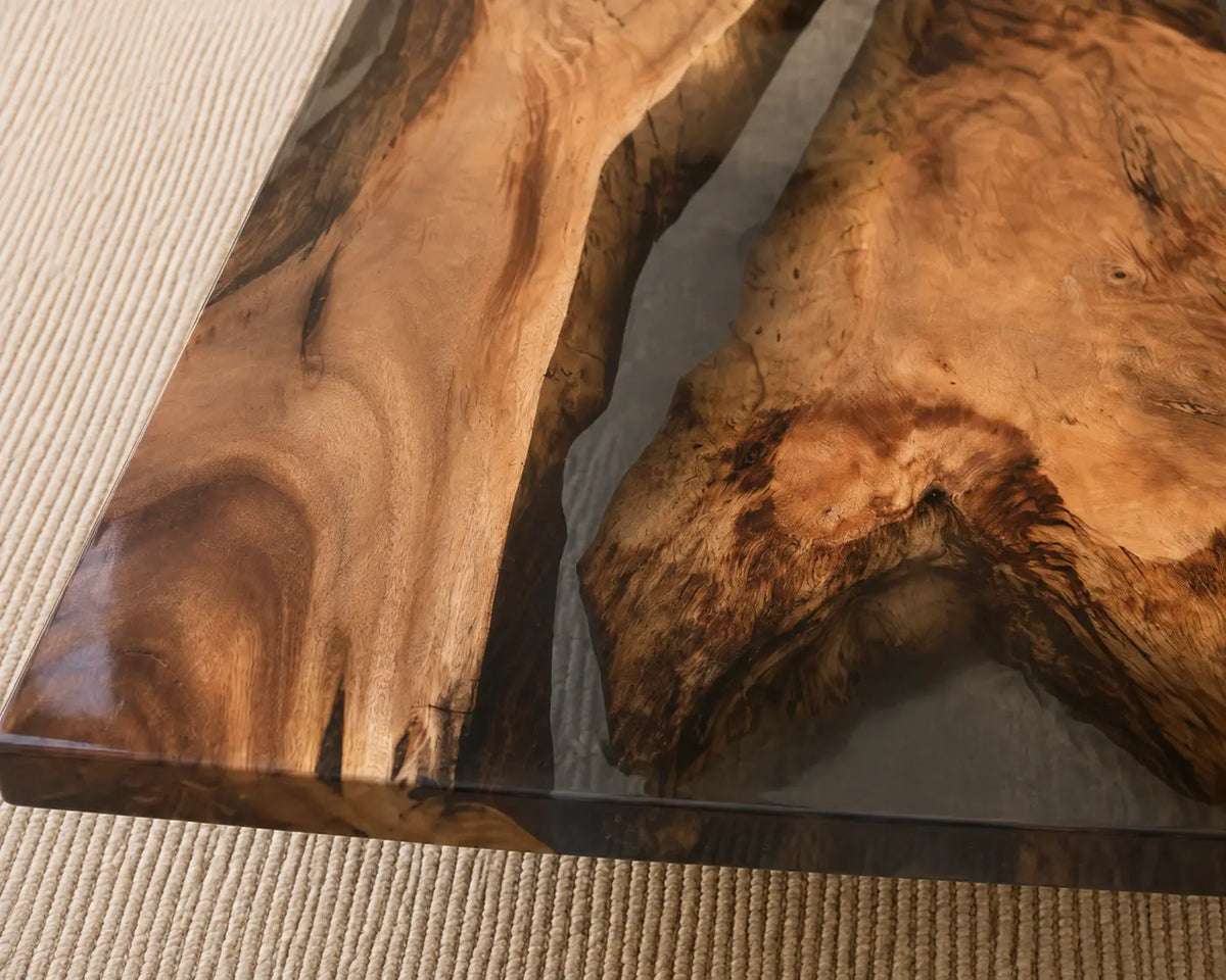 ECTC14 Smoked Delta Smoky Gray Epoxy Walnut Coffee Table featuring handcrafted walnut wood and smoky gray resin-2