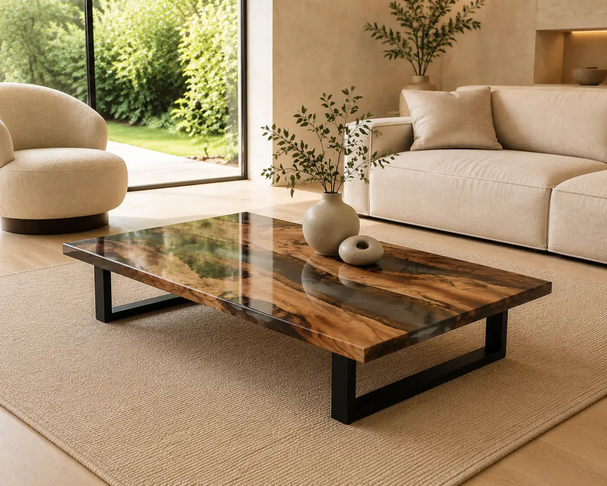 ECTC14 Smoked Delta Smoky Gray Epoxy Walnut Coffee Table featuring handcrafted walnut wood and smoky gray resin-4