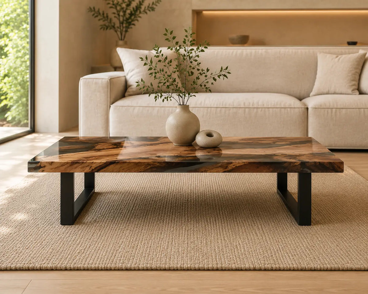 ECTC14 Smoked Delta Smoky Gray Epoxy Walnut Coffee Table featuring handcrafted walnut wood and smoky gray resin-5