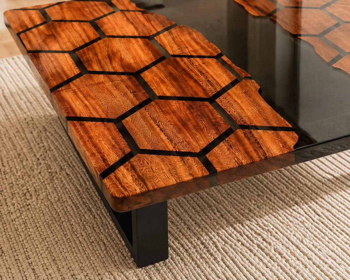 ECTC18 Hexwood Rift Black Epoxy Walnut Coffee Table featuring handcrafted walnut wood and black resin-2