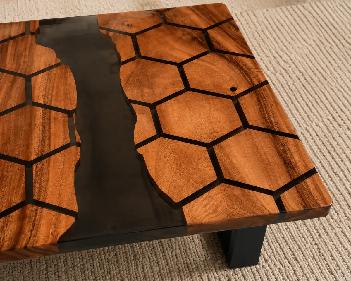 ECTC18 Hexwood Rift Black Epoxy Walnut Coffee Table featuring handcrafted walnut wood and black resin-3