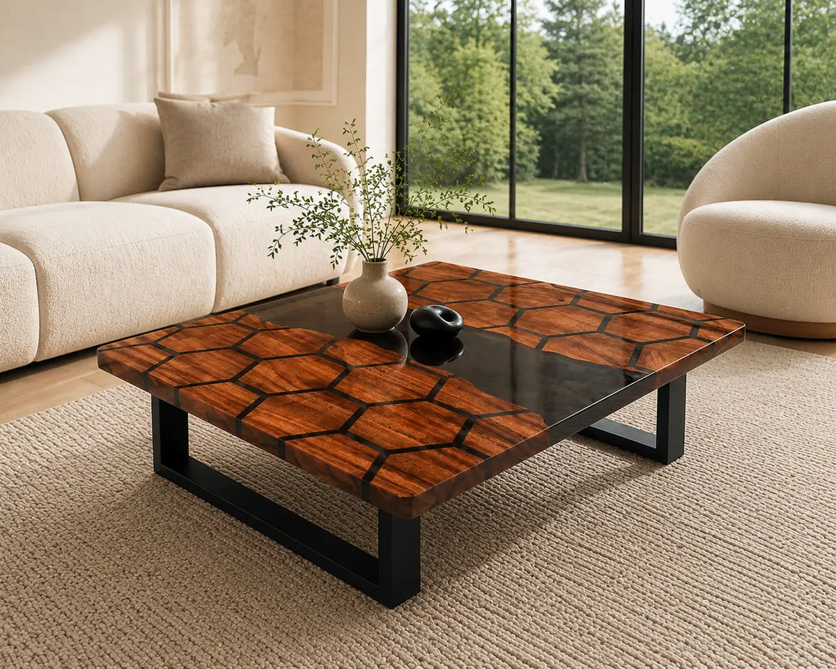 ECTC18 Hexwood Rift Black Epoxy Walnut Coffee Table featuring handcrafted walnut wood and black resin-4