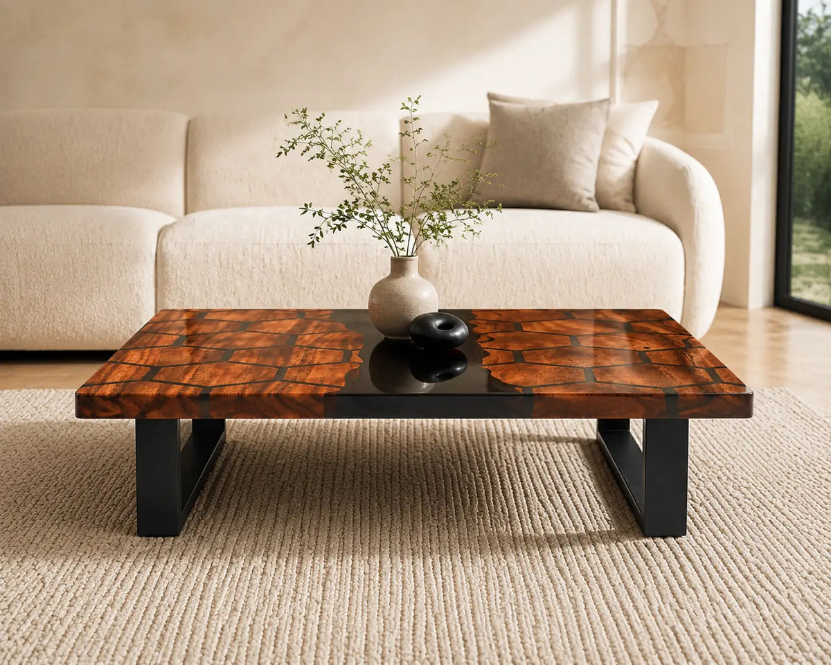 ECTC18 Hexwood Rift Black Epoxy Walnut Coffee Table featuring handcrafted walnut wood and black resin-6