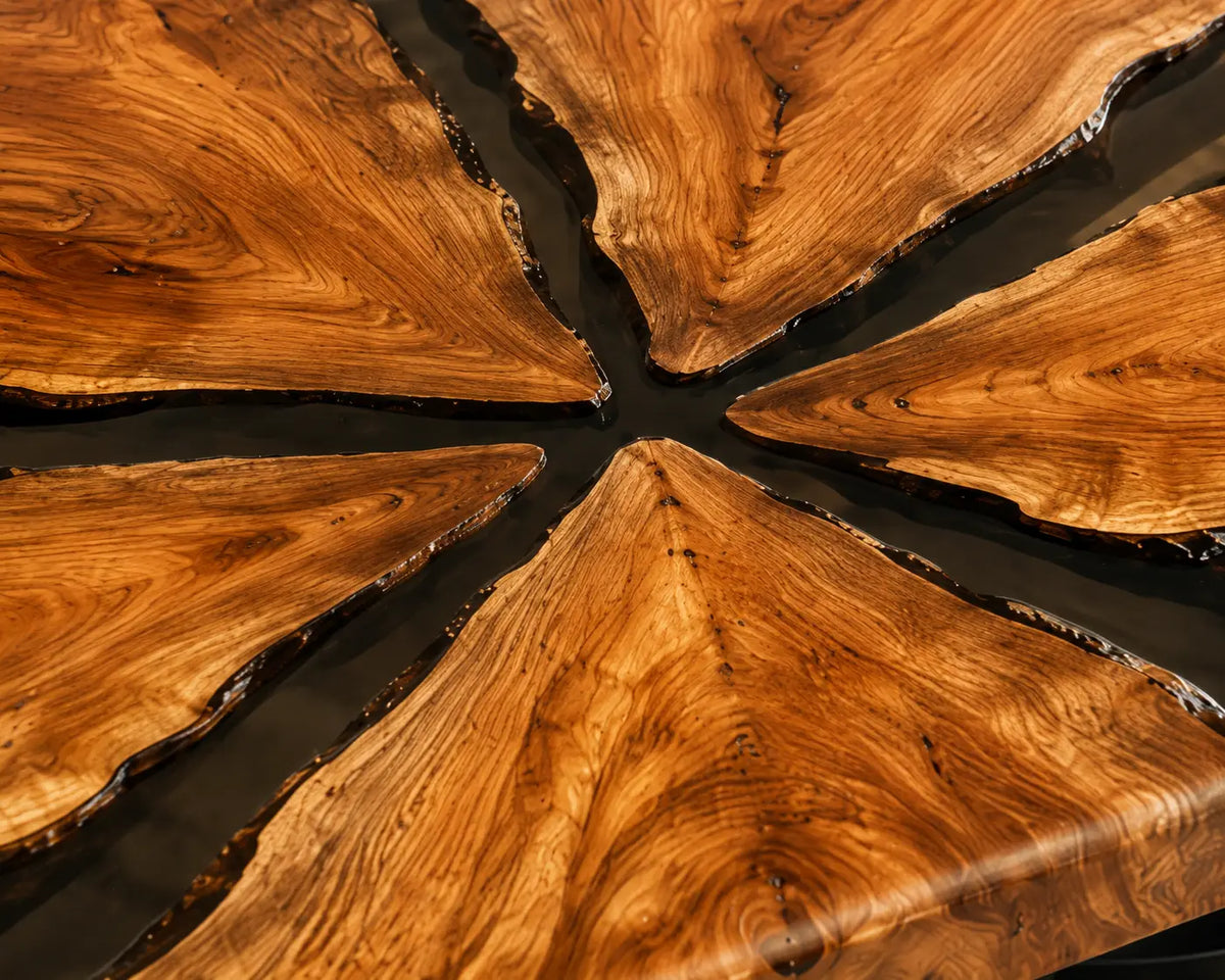 ECTC31 Charcoal Star Black Epoxy Walnut Coffee Table featuring handcrafted walnut wood and black resin-2