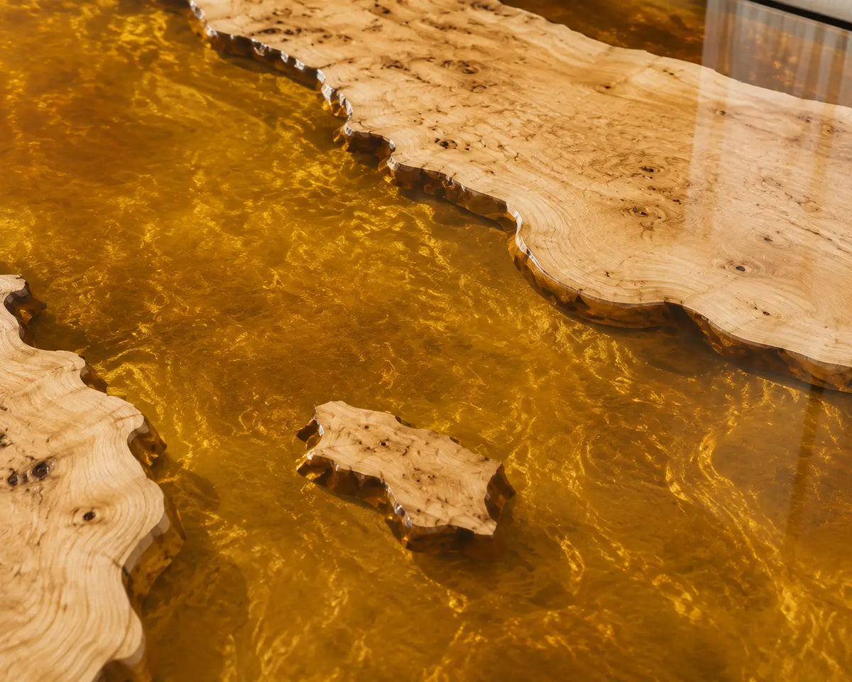 ECTC37 Amber Shoals Golden Amber Epoxy Poplar Coffee Table featuring handcrafted poplar wood and golden amber resin-3