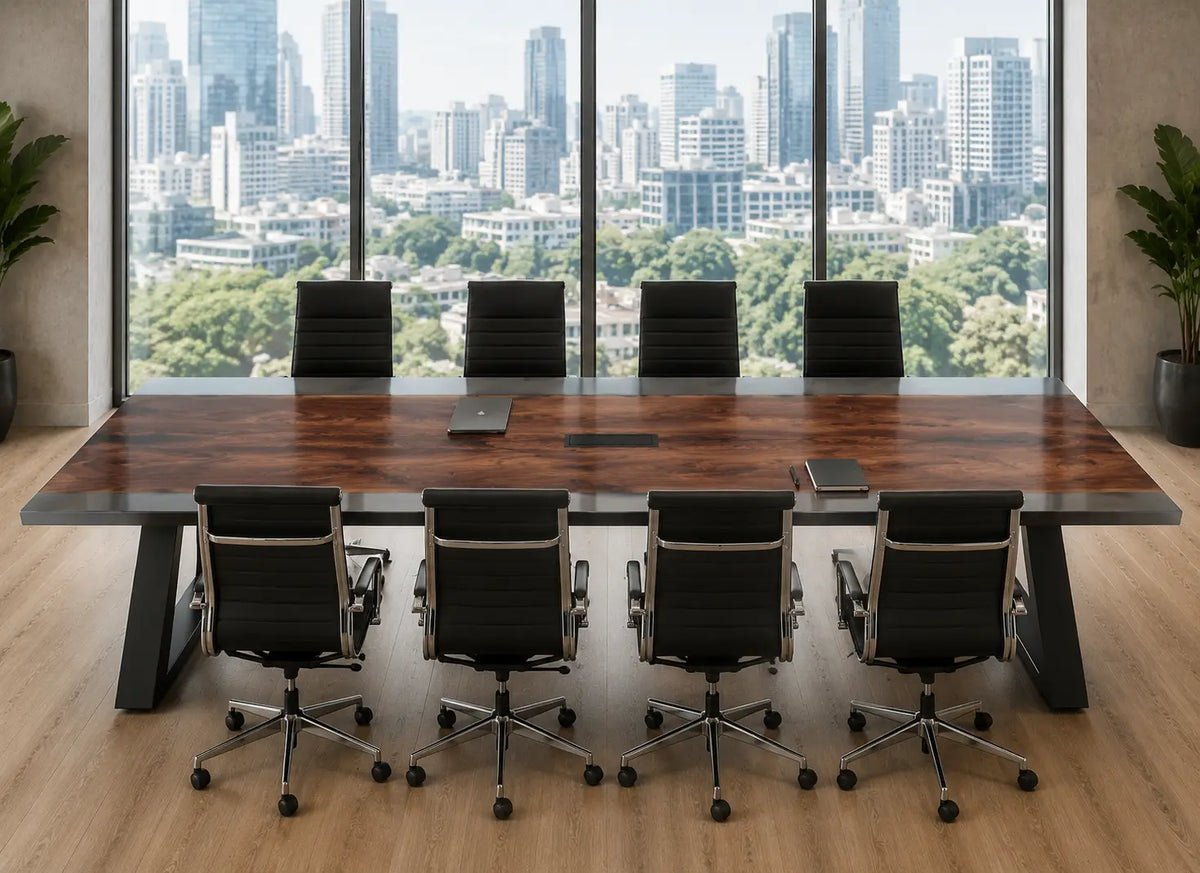 ECTFC01 Executive Passage Smoky Gray Epoxy Black Walnut Conference Table featuring handcrafted black walnut and smoky gray resin-5