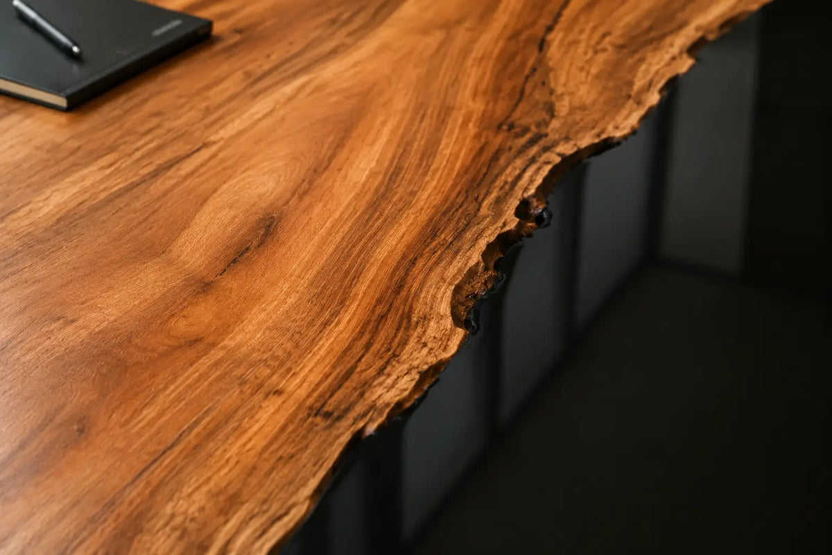 ECTFC09 Grain Axis Crystal Clear Epoxy Walnut Conference Table featuring handcrafted walnut wood and crystal clear resin-2