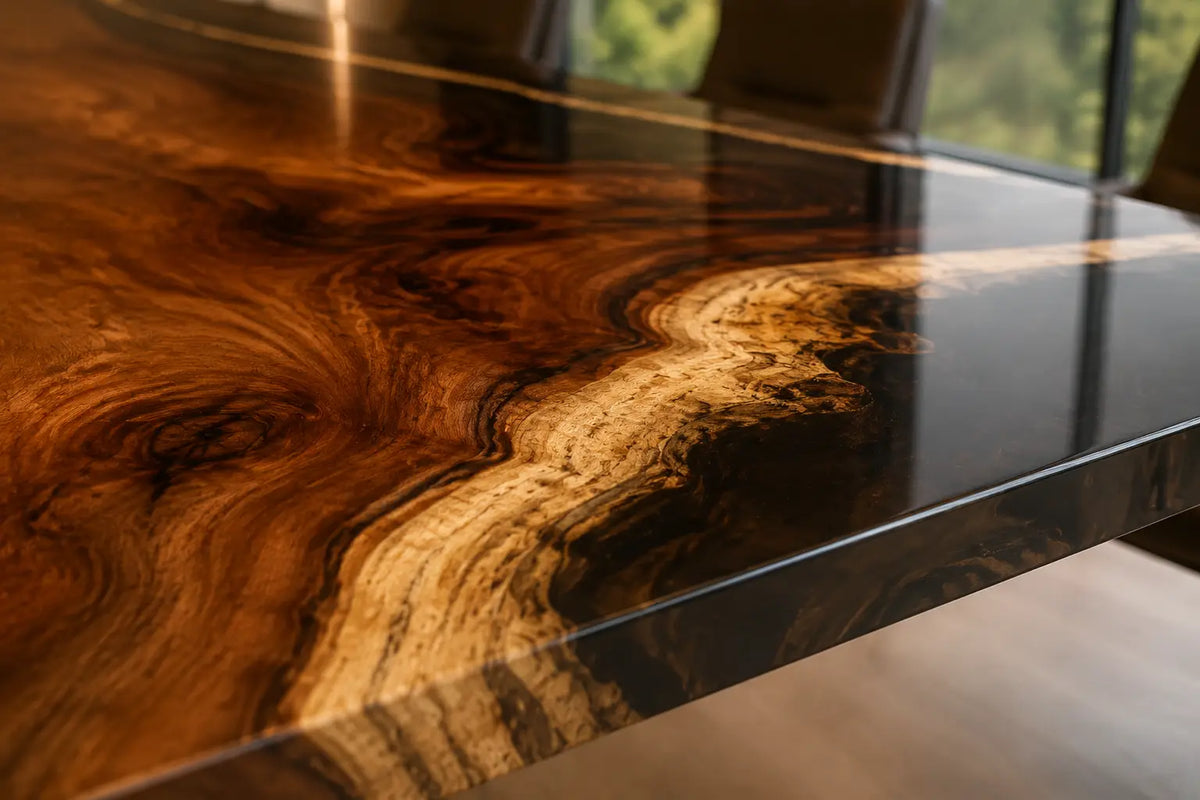 ECTFC13 Live Edge Council Black Epoxy Walnut Conference Table featuring handcrafted walnut wood and black resin-2