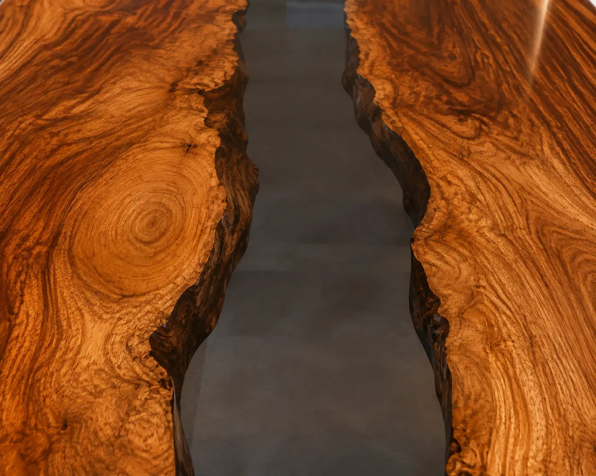 ECTFC22 Central Passage Smoky Black Epoxy Walnut Conference Table featuring handcrafted walnut wood and smoky black resin-1
