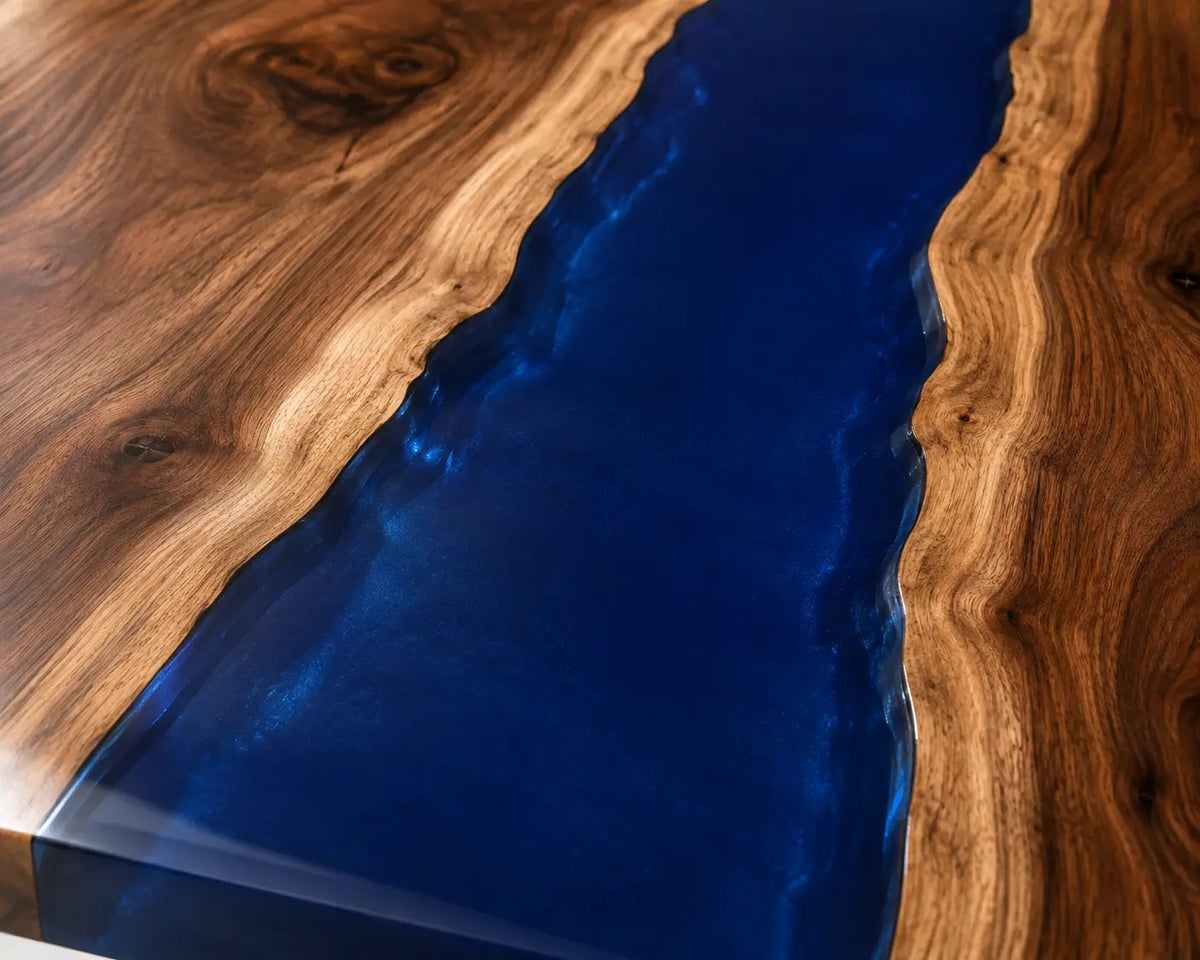 ECTFC28 Boardroom Current Cobalt Blue Epoxy Walnut Conference Table featuring handcrafted walnut wood and cobalt blue resin-2