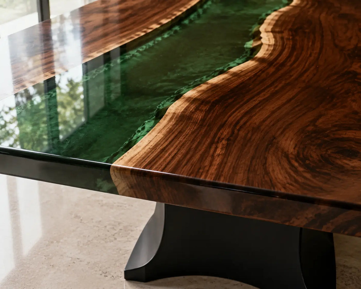 ECTFC29 Verdant Strategy Emerald Green Epoxy Walnut Conference Table featuring handcrafted walnut wood and emerald green resin-2