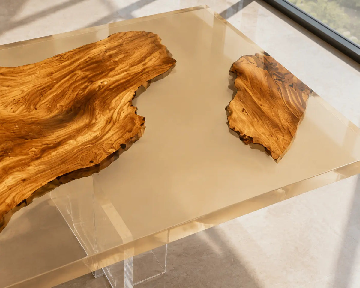 ECTFC30 Amber Council Golden Amber Epoxy Walnut Conference Table featuring handcrafted walnut wood and golden amber resin-2
