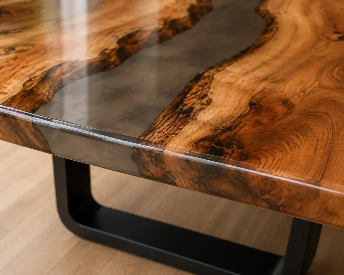 ECTFC32 Natural Divide Smoky Gray Epoxy Walnut Conference Table featuring handcrafted walnut wood and smoky gray resin-2