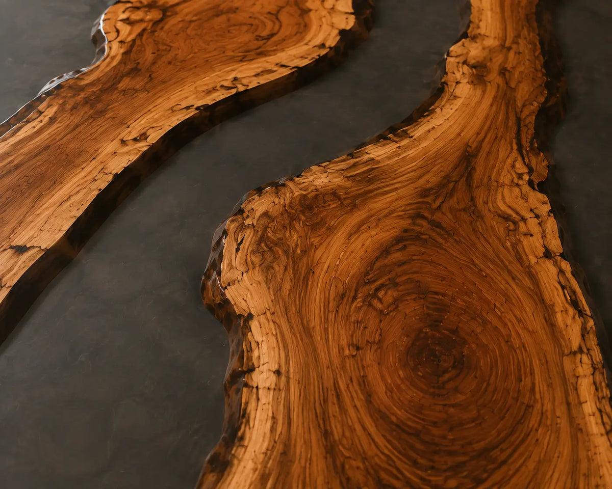 ECTFC33 Sculpted Assembly Smoky Gray Epoxy Walnut Conference Table featuring handcrafted walnut wood and smoky gray resin-1
