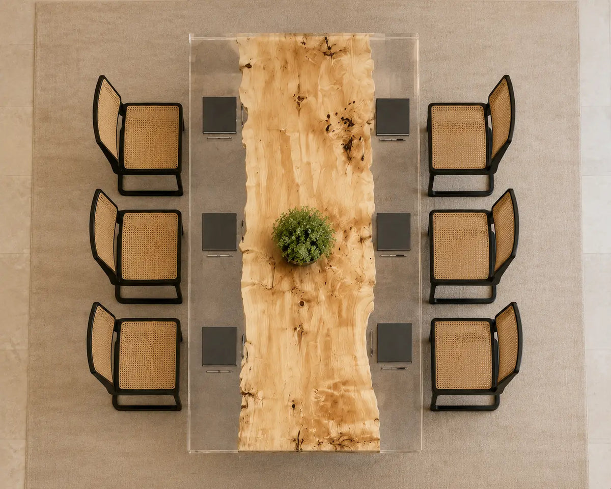 ECTFC37 Clear Edge Forum Crystal Clear Epoxy Poplar Conference Table featuring handcrafted poplar wood and crystal clear resin-3