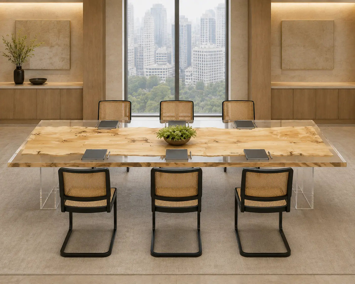 ECTFC37 Clear Edge Forum Crystal Clear Epoxy Poplar Conference Table featuring handcrafted poplar wood and crystal clear resin-4