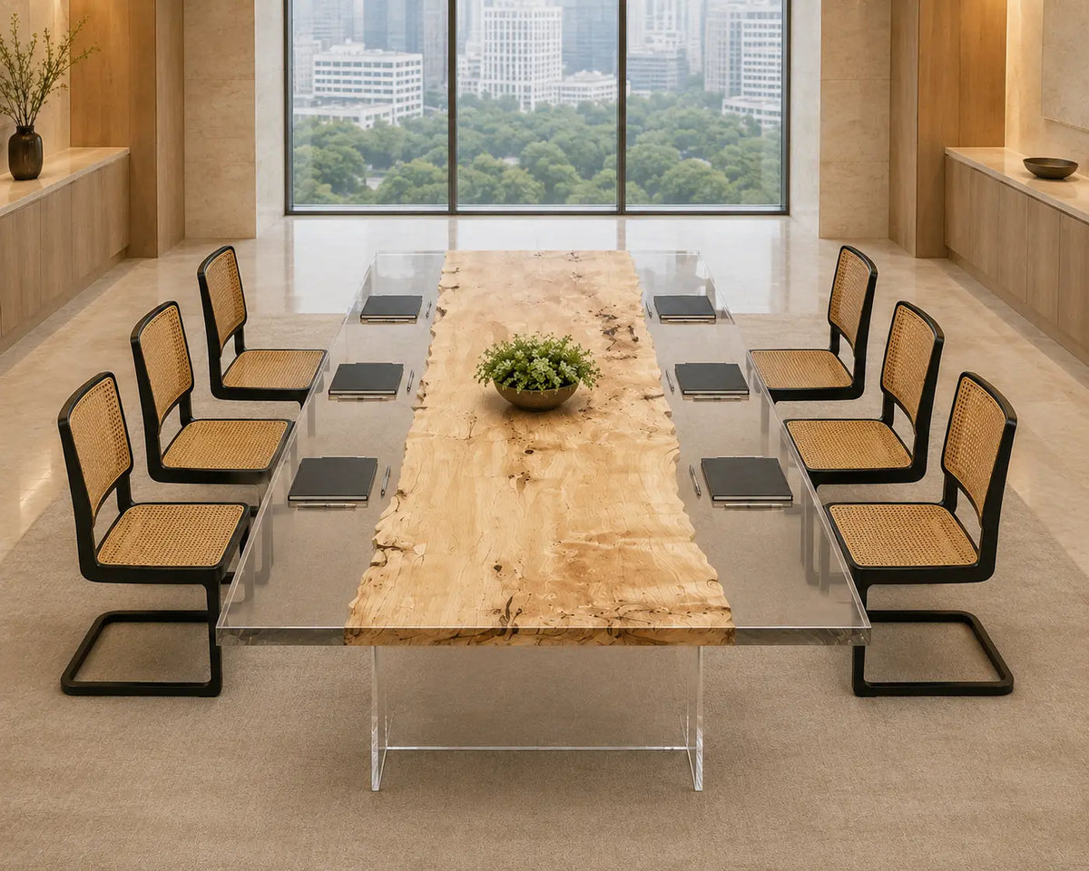 ECTFC37 Clear Edge Forum Crystal Clear Epoxy Poplar Conference Table featuring handcrafted poplar wood and crystal clear resin-5