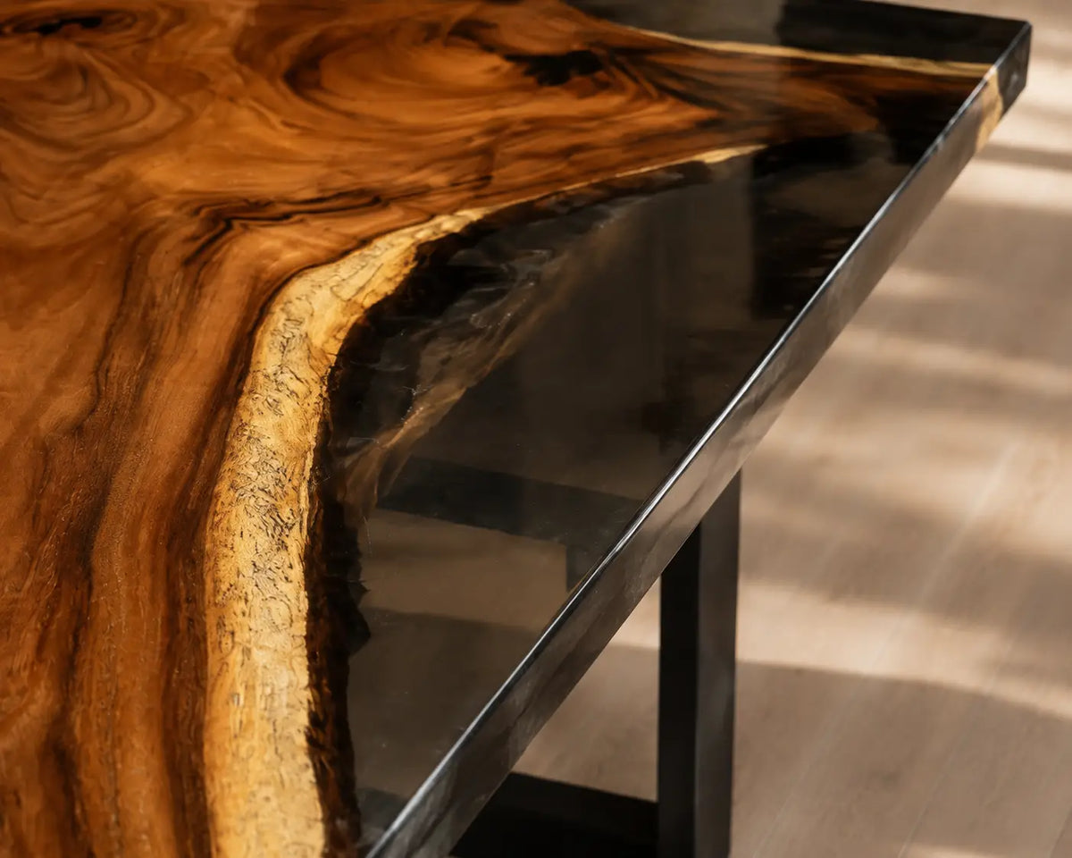 EDTC21 Night Inlet Black Epoxy Walnut Dining Table featuring handcrafted walnut wood and black resin-3