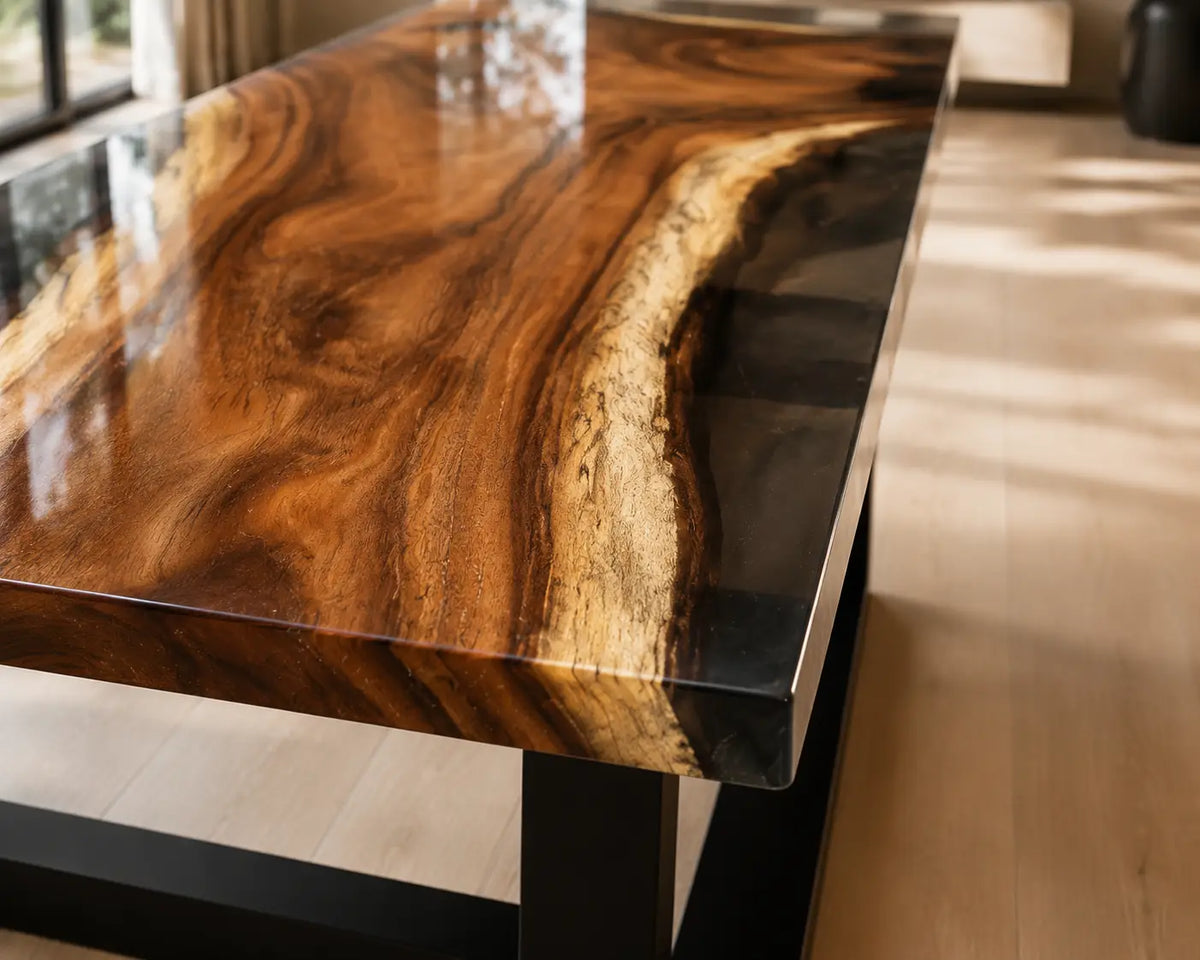 EDTC21 Night Inlet Black Epoxy Walnut Dining Table featuring handcrafted walnut wood and black resin-4
