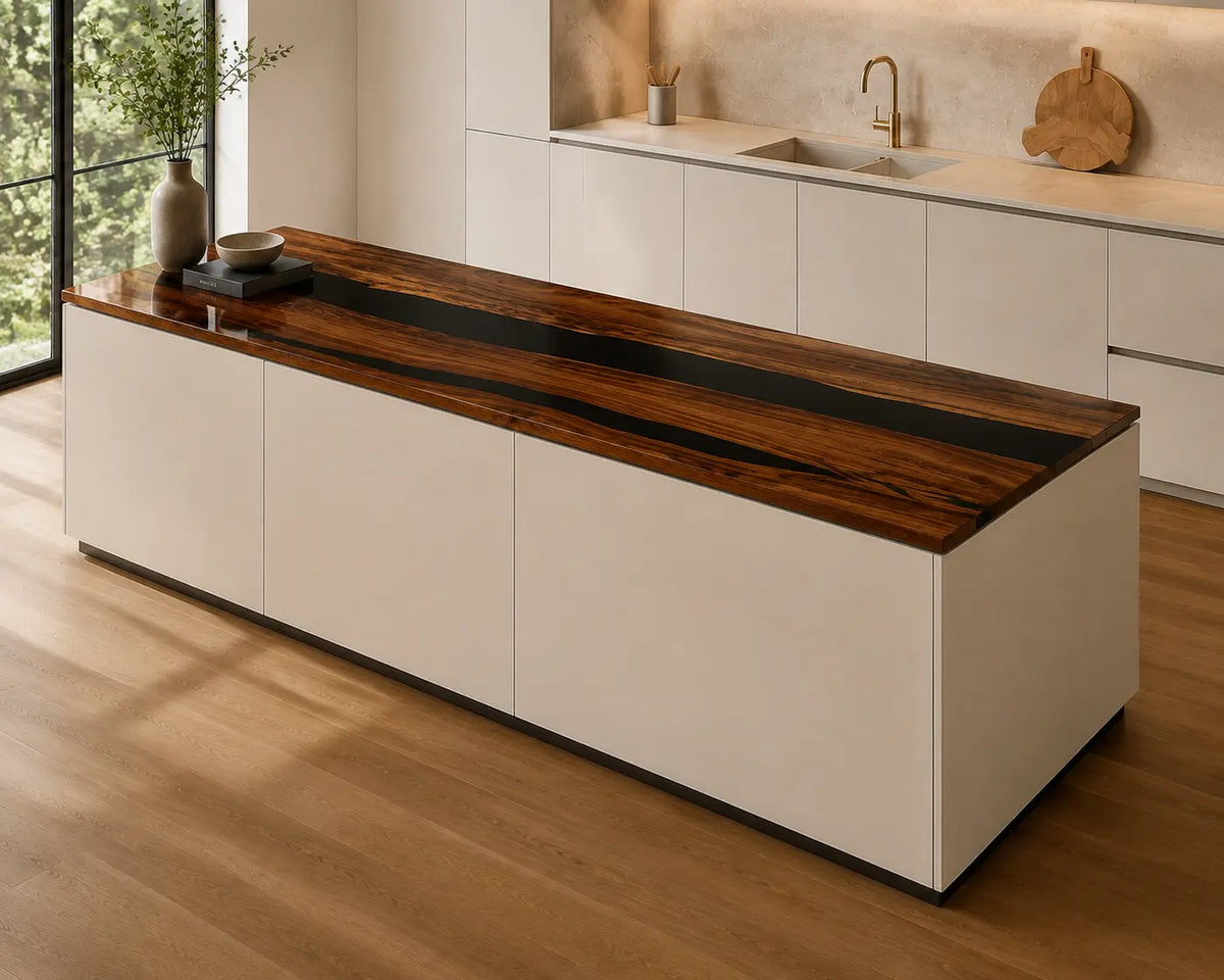 EKCC01 Onyx Grain Jet Black Epoxy Black Walnut Kitchen Countertop featuring handcrafted black walnut and jet black resin-6
