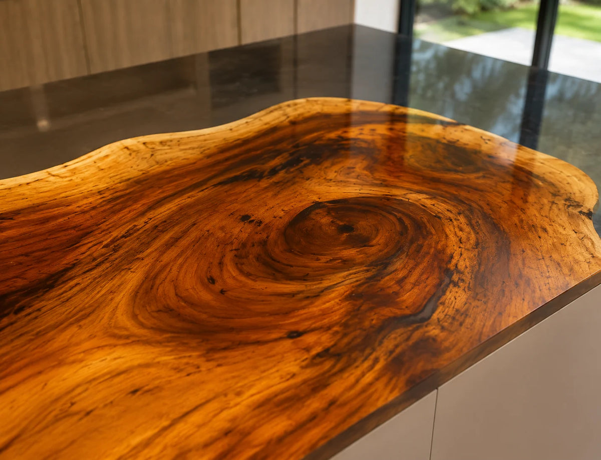 EKCC10 Smoke Crescent Smoky Gray Epoxy Walnut Kitchen Countertop featuring handcrafted walnut wood and smoky gray resin-3