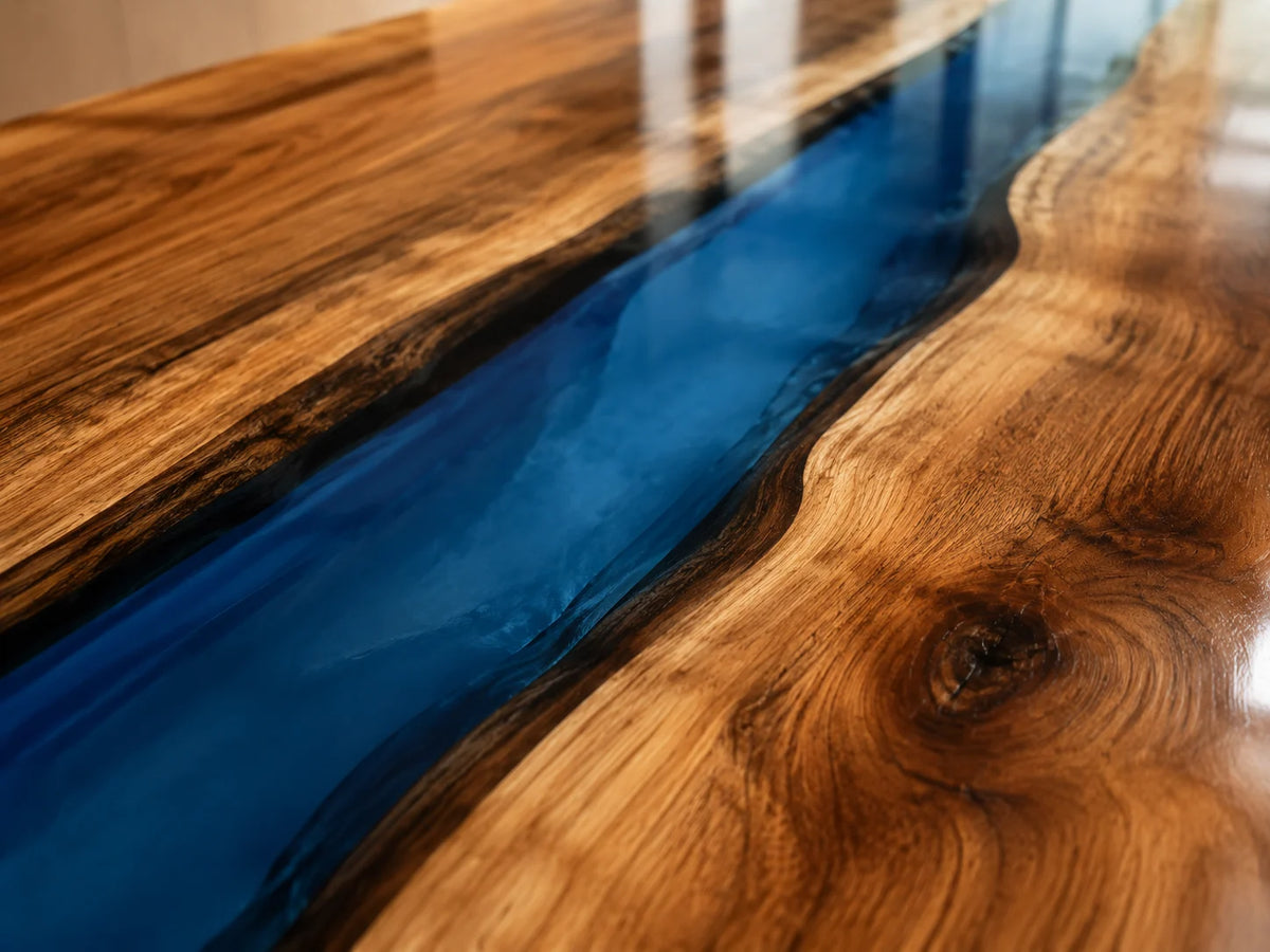 EKCC13 Sapphire Inlet Sapphire Blue Epoxy Walnut Kitchen Countertop featuring handcrafted walnut wood and sapphire blue resin-3