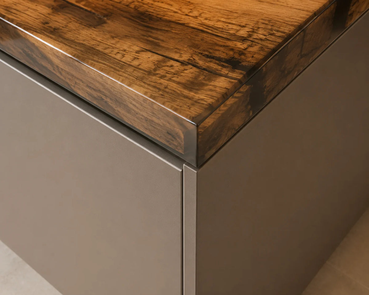 EKCC14 Midnight Sweep Jet Black Epoxy Walnut Kitchen Countertop featuring handcrafted walnut wood and jet black resin-4