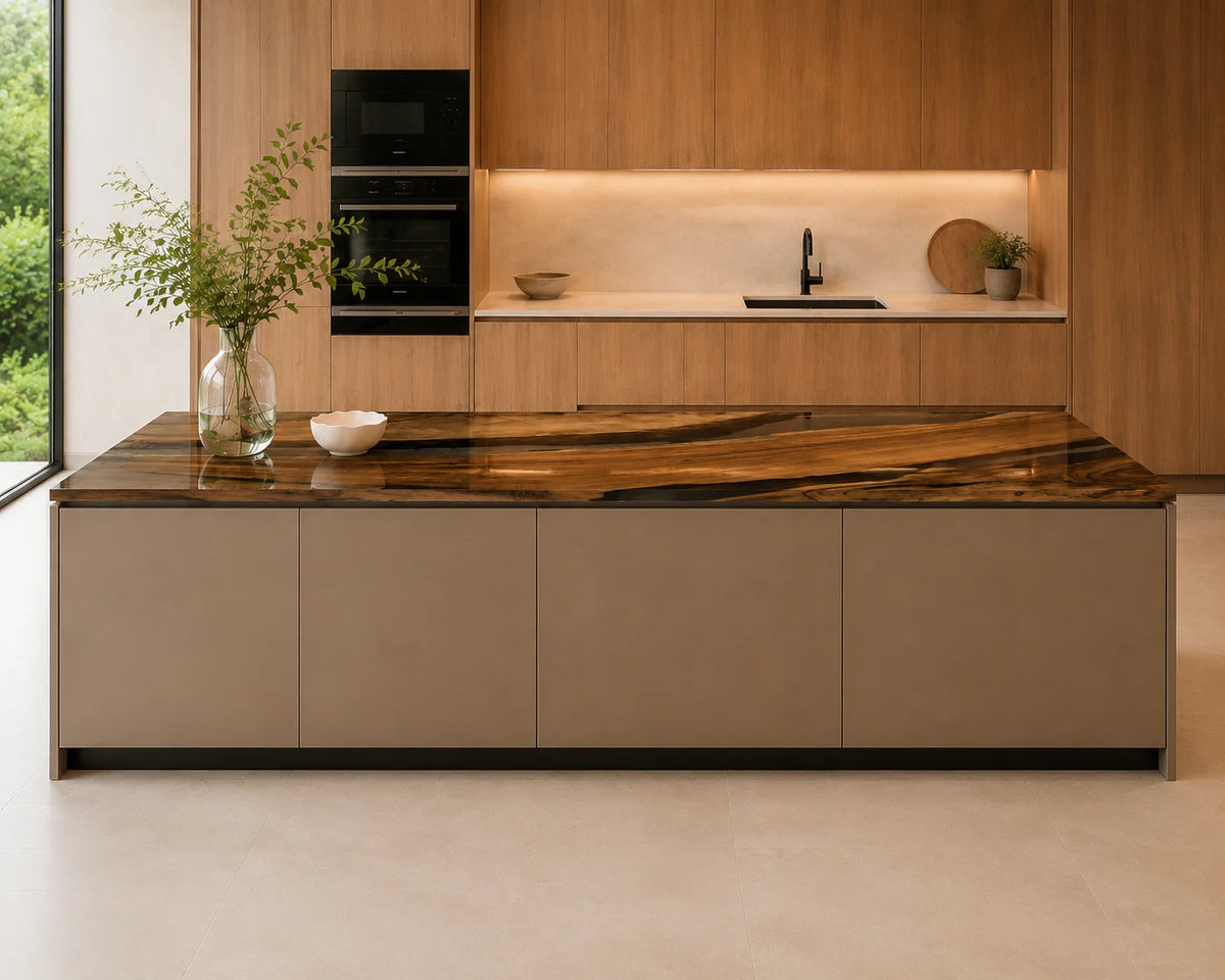 EKCC14 Midnight Sweep Jet Black Epoxy Walnut Kitchen Countertop featuring handcrafted walnut wood and jet black resin-5