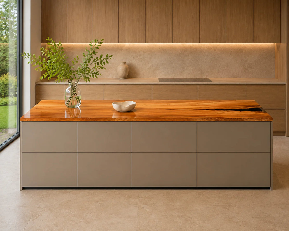 EKCC16 Black Fissure Jet Black Epoxy Walnut Kitchen Countertop featuring handcrafted walnut wood and jet black resin-1