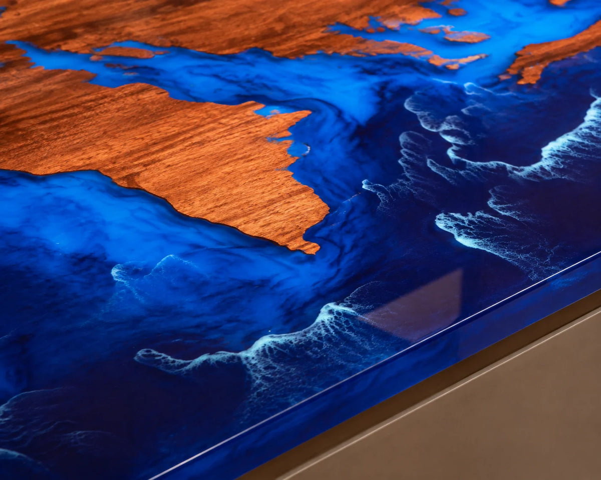 EKCC19 World Tide Galaxy Blue Epoxy Walnut Kitchen Countertop featuring handcrafted walnut wood and galaxy blue resin-3