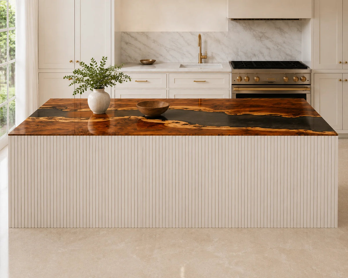 EKCC25 Smoky Gorge Smoky Black Epoxy Walnut Kitchen Countertop featuring handcrafted walnut wood and smoky black resin-6