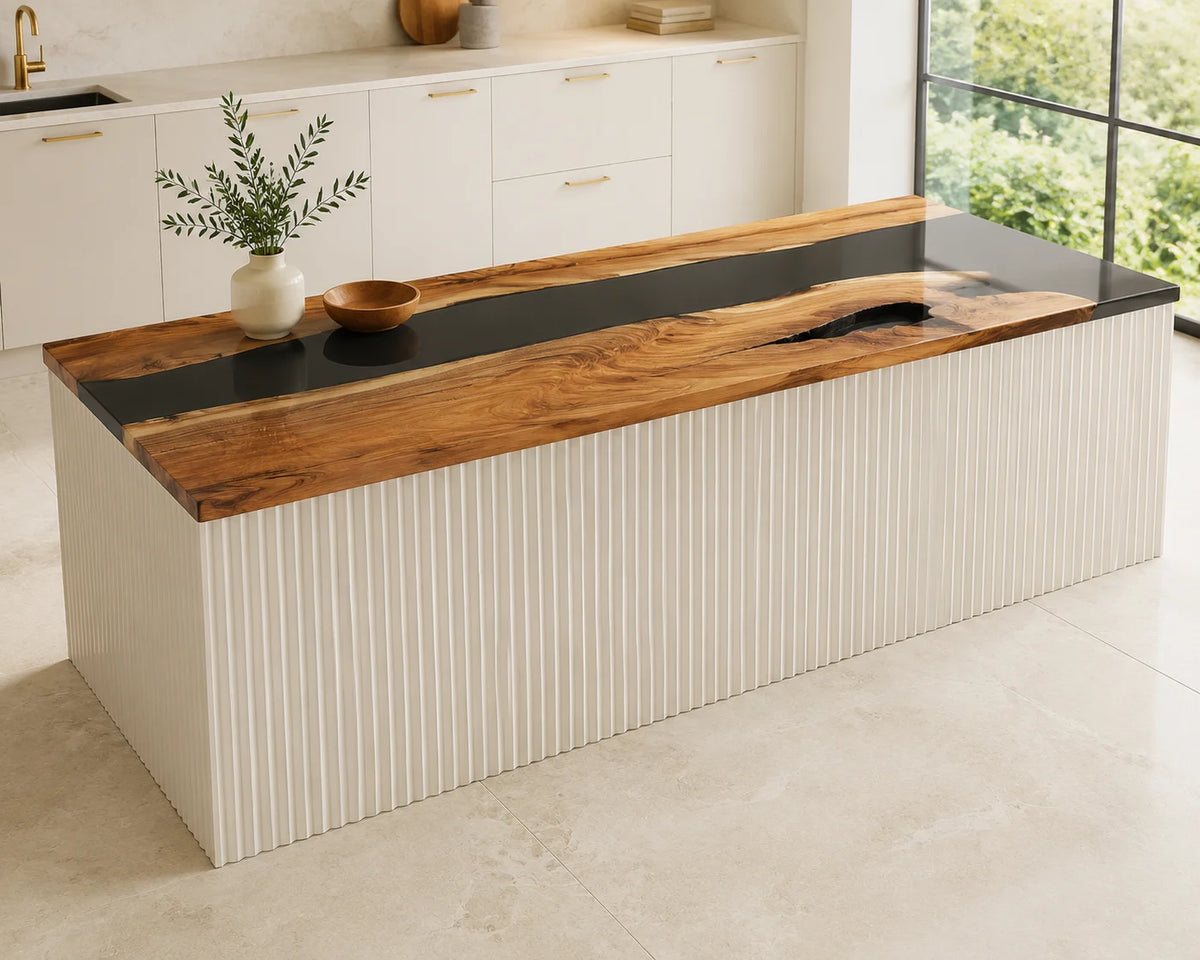 EKCC26 Slate Passage Smoky Gray Epoxy Walnut Kitchen Countertop featuring handcrafted walnut wood and smoky gray resin-2