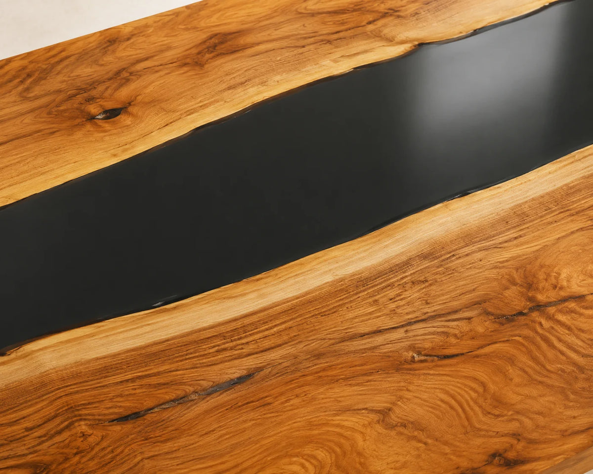 EKCC26 Slate Passage Smoky Gray Epoxy Walnut Kitchen Countertop featuring handcrafted walnut wood and smoky gray resin-4