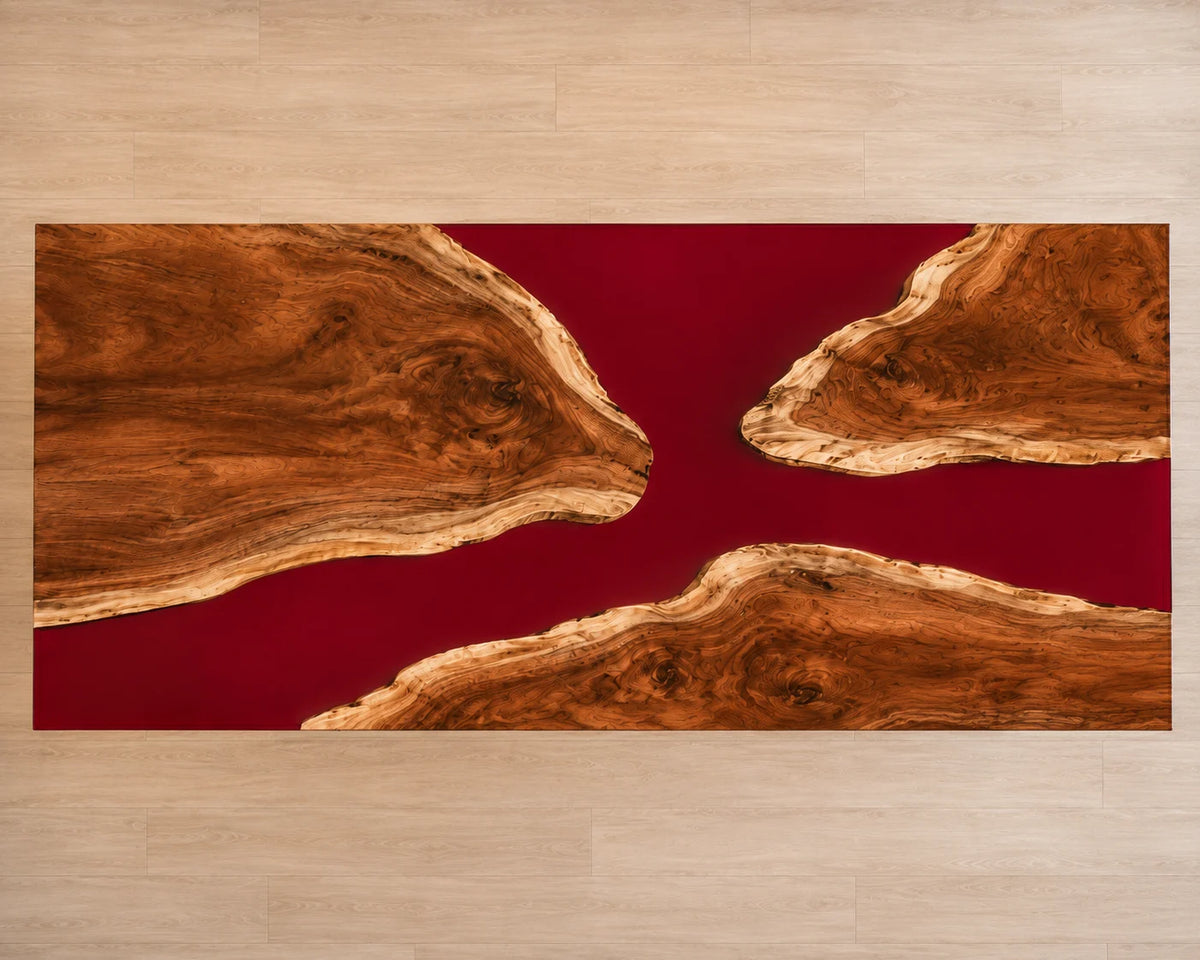 EKCC32 Ruby Estuary Ruby Red Epoxy Walnut Kitchen Countertop featuring handcrafted walnut wood and ruby red resin-6