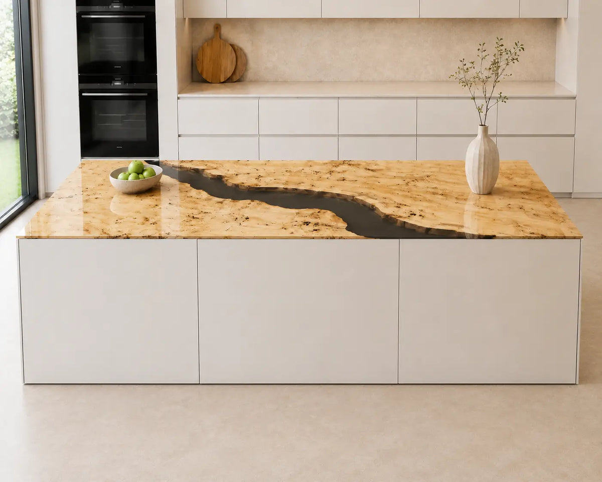 EKCC39 Onyx Burl Jet Black Epoxy Poplar Wood Kitchen Countertop featuring handcrafted poplar wood and jet black resin-6