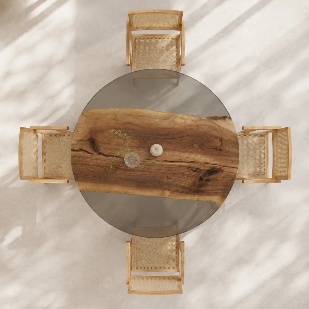ERTC03 Smoke Circle Smoky Clear Epoxy Black Walnut Round Table featuring handcrafted black walnut and smoky clear resin-5