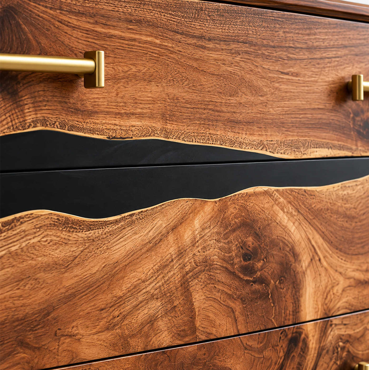Live Edge Wood & Black Epoxy 8-Drawer Dresser ECD01