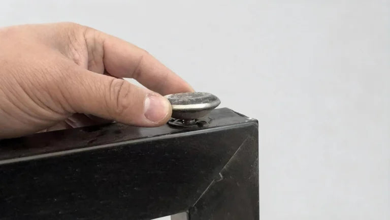 After unpacking, attach the feet to the metal table legs.