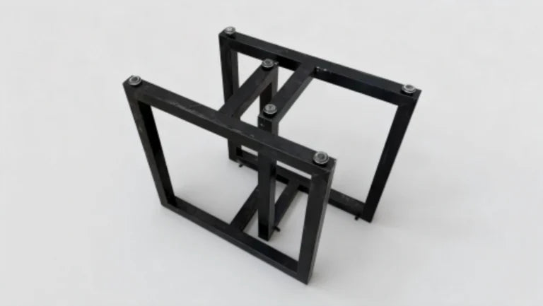 After unpacking, attach the feet to the metal table legs.